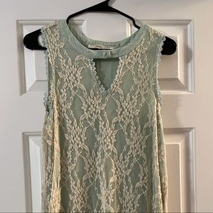 Teal and White Lace Tent Dress - Size M